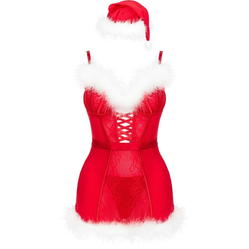 LIVCO CORSETTI FASHION AGETHE LC 90607 CAMISA TANGA GORRO NAVIDENO L XL