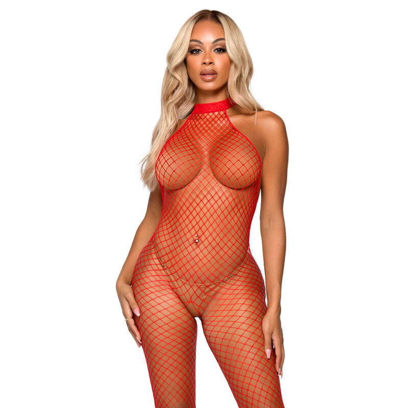 LEG AVENUE LE FRIVOLE BODYSTOCKING CUELLO RACER TALLA UNICA ROJO