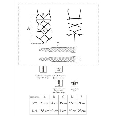 LIVCO CORSETTI FASHION THIARA LC 20213 SET BODY MEDIAS NEGRO L XL