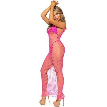 LEG AVENUE VESTIDO DE REJILLA LARGO FUCSIA TALLA UNICA