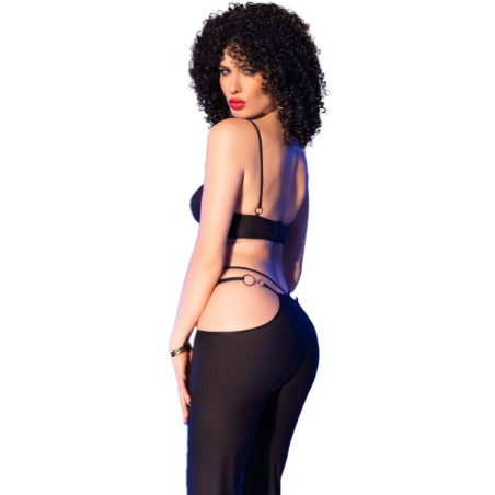 CHILIROSE CR 4851 SET TOP NEGRO Y LEGGINS CON COMPLEMENTOS DORADOS S