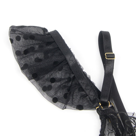 SUBBLIME 957483 CONJUNTO SUJETADOR Y LIGA DE ENCAJE NEGRO S M