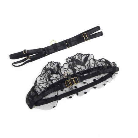 SUBBLIME 957483 CONJUNTO SUJETADOR Y LIGA DE ENCAJE NEGRO S M