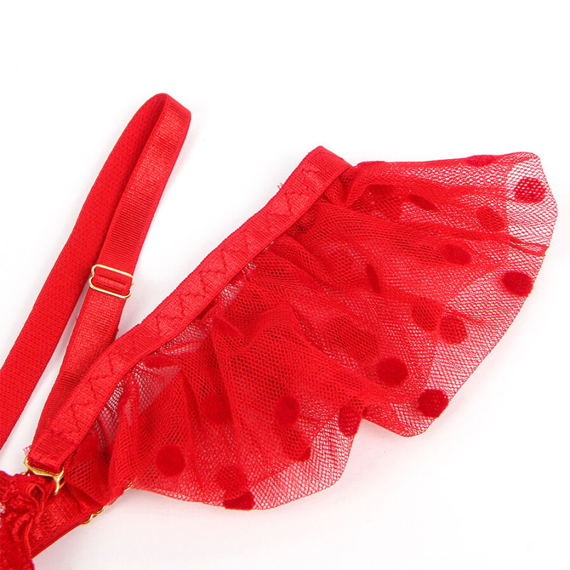 SUBBLIME 957513 CONJUNTO SUJETADOR Y LIGA DE ENCAJE ROJO L XL