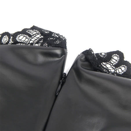 SUBBLIME 957544 VESTIDO DE CUERO CON CUELLO DE ENCAJE NEGRO S M