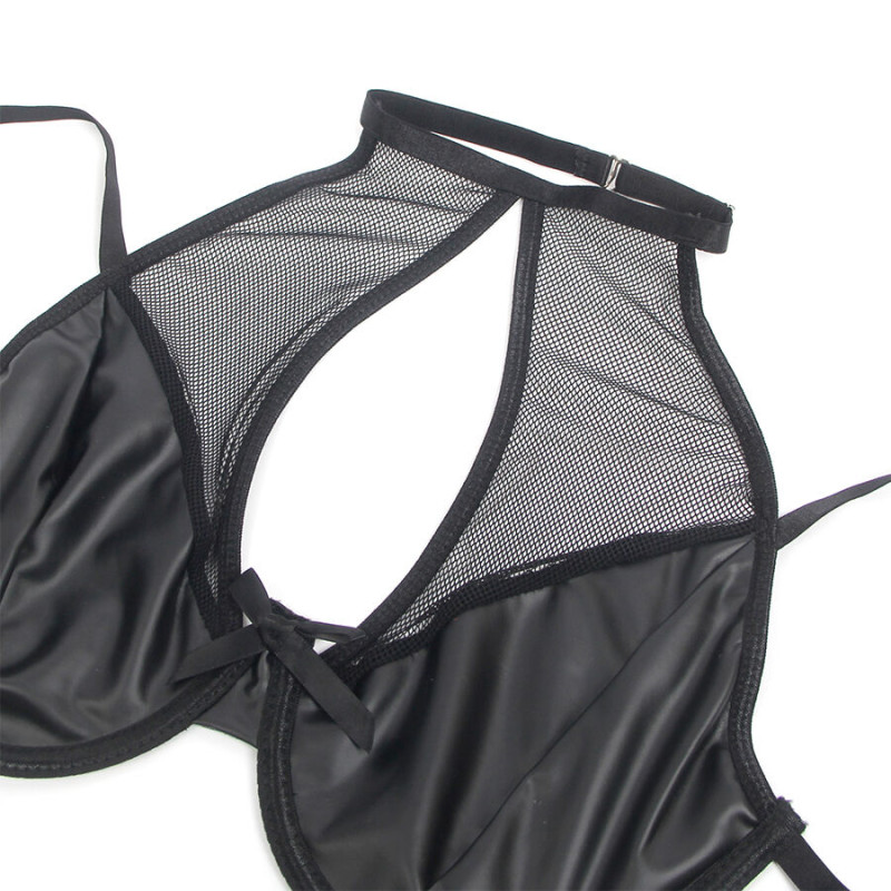 SUBBLIME 957582 CONJUNTO SUJETADOR Y FALDA DE CUERO NEGRO S M