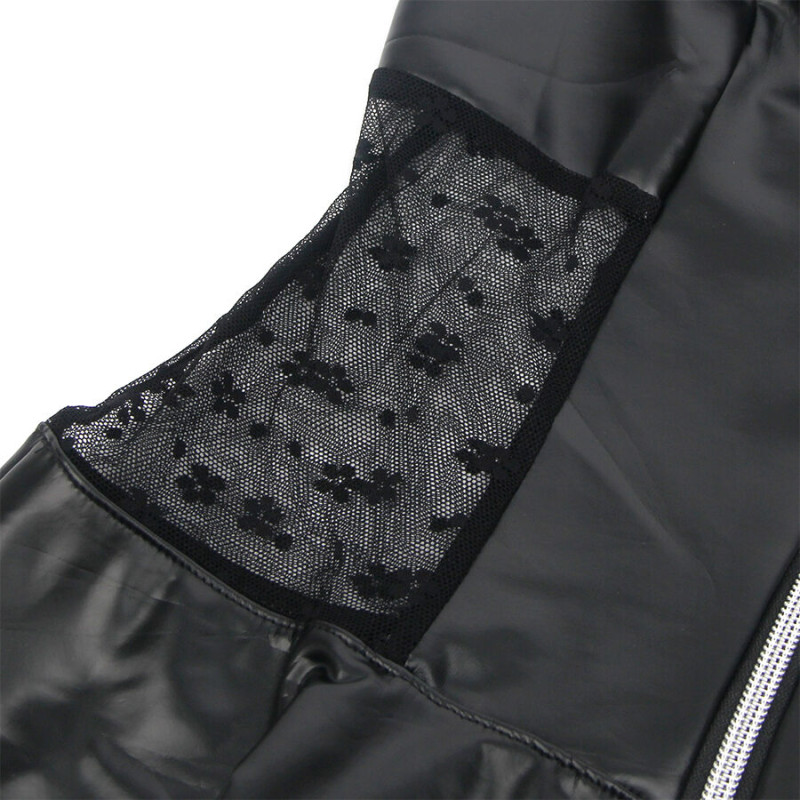 SUBBLIME 957704 VESTIDO DE CUERO CON CREMALLERA Y ENCAJE NEGRO S M