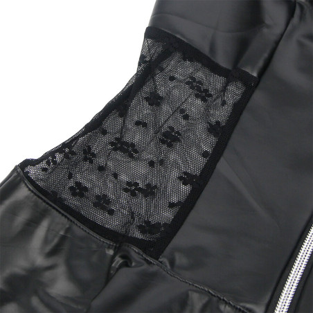 SUBBLIME 957704 VESTIDO DE CUERO CON CREMALLERA Y ENCAJE NEGRO S M