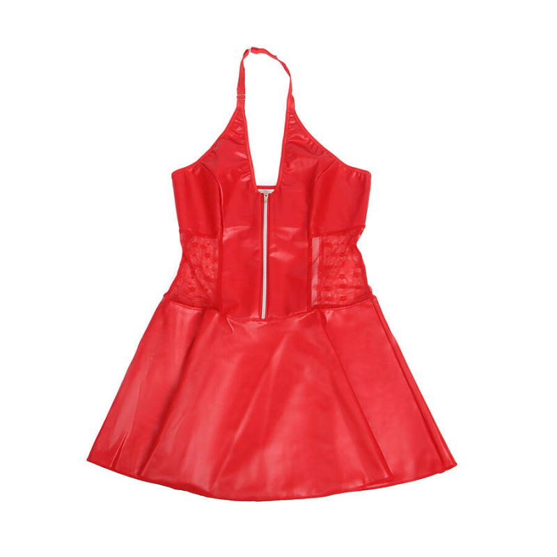 SUBBLIME 957735 VESTIDO DE CUERO CON CREMALLERA Y ENCAJE ROJO L XL