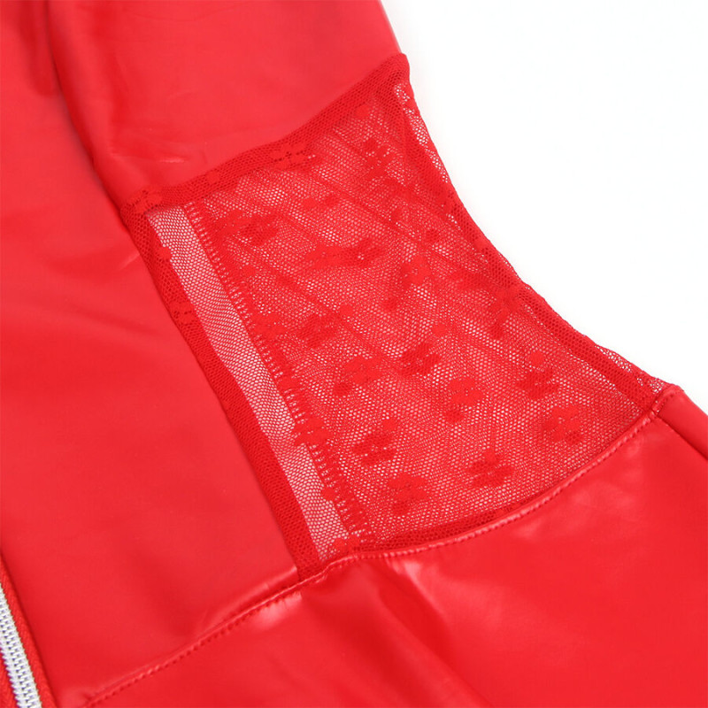 SUBBLIME 957735 VESTIDO DE CUERO CON CREMALLERA Y ENCAJE ROJO L XL