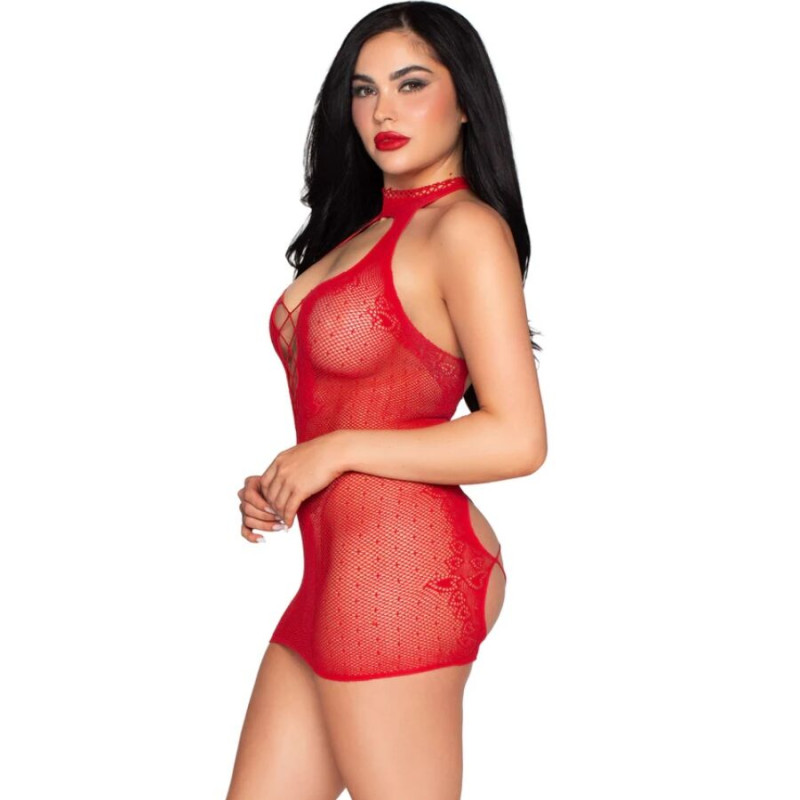 LEG AVENUE 81675 MINI VESTIDO HALTER ROJO TALLA UNICA