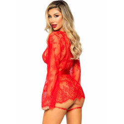 LEG AVENUE 86123 SET BODY BATA DE LIGUERO ROJO TALLA M 2