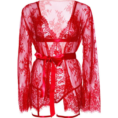 LEG AVENUE 86123 SET BODY BATA DE LIGUERO ROJO TALLA M