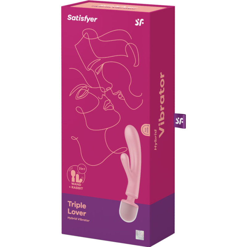 SATISFYER TRIPLE LOVER MASAJEADOR VIBRADOR RABBIT ROSA
