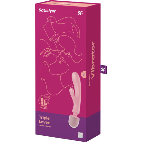 SATISFYER TRIPLE LOVER MASAJEADOR VIBRADOR RABBIT ROSA