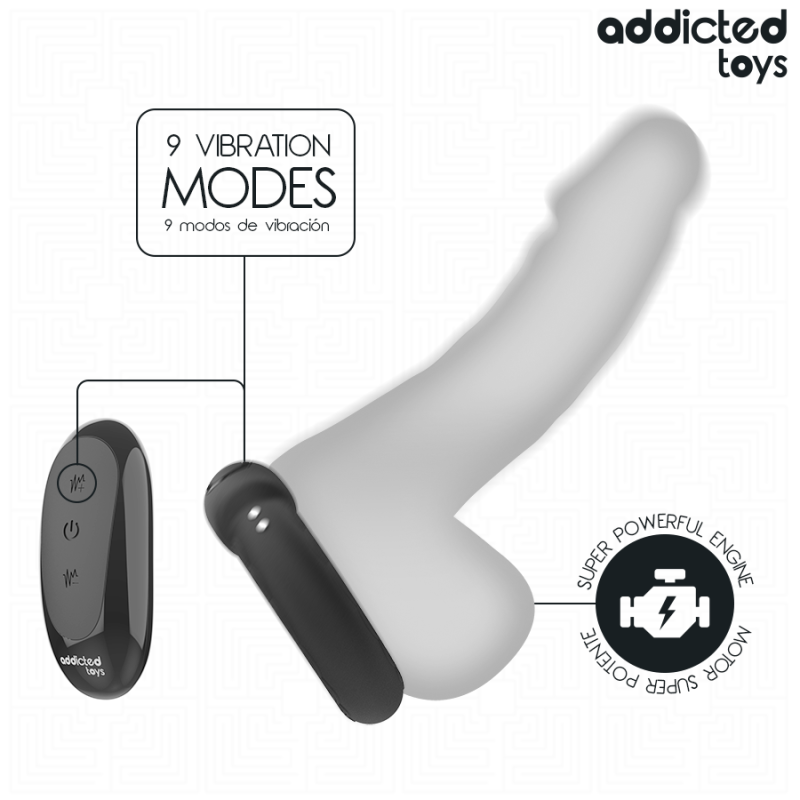 ADDICTED TOYS ANILLO PENE VIBRADOR EFECTO CALOR CONTROL REMOTO