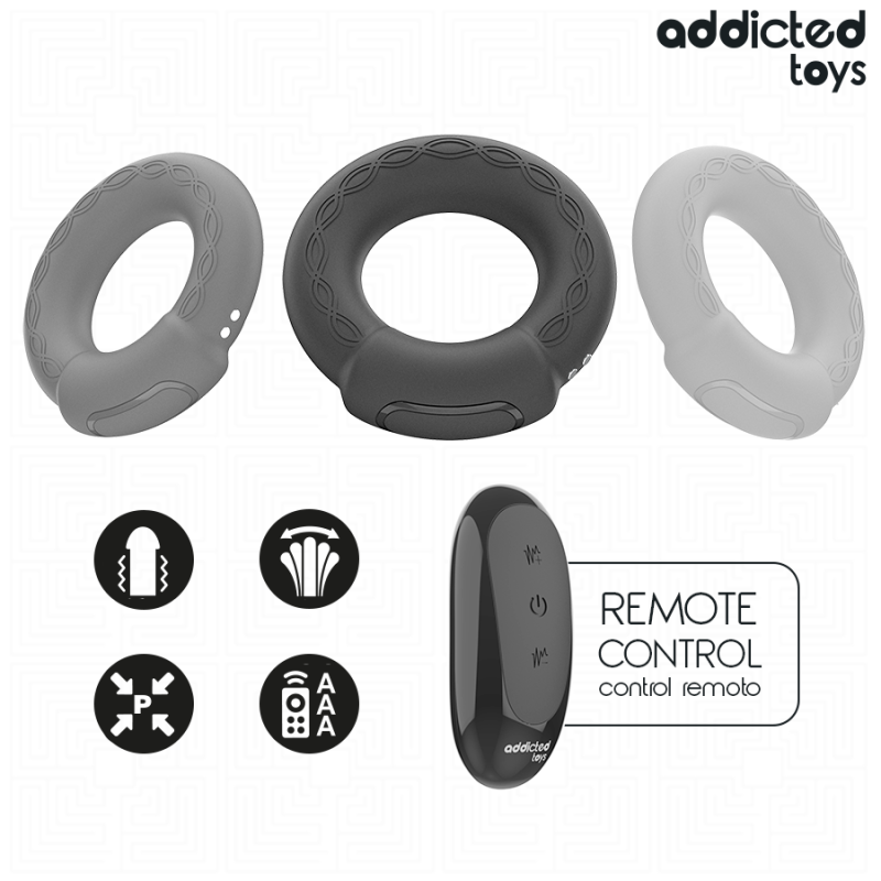 ADDICTED TOYS ANILLO PENE VIBRADOR EFECTO CALOR CONTROL REMOTO