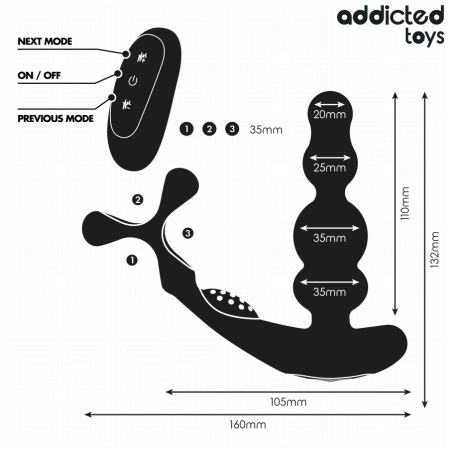ADDICTED TOYS MASAJEADOR PROSTATICO ROTATORIO CONTROL REMOTO