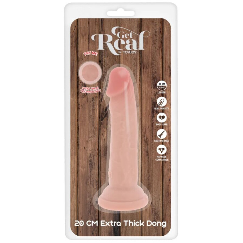 GET REAL DILDO DELUXE DONG GRUESO DE DOBLE DENSIDAD TPE 20 CM