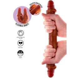 GET REAL DILDO DOBLE DONG DE SILICONA CARAMELO 35 CM 2