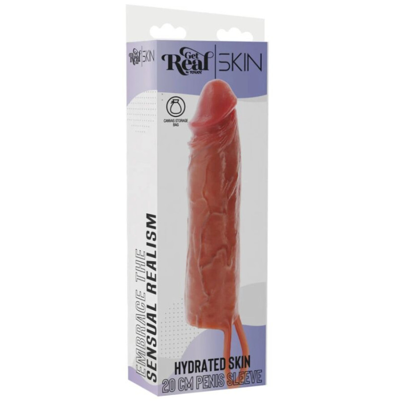 GET REAL FUNDA HYDRATED SKIN DE SILICONA PARA PENE CARAMELO 20 CM
