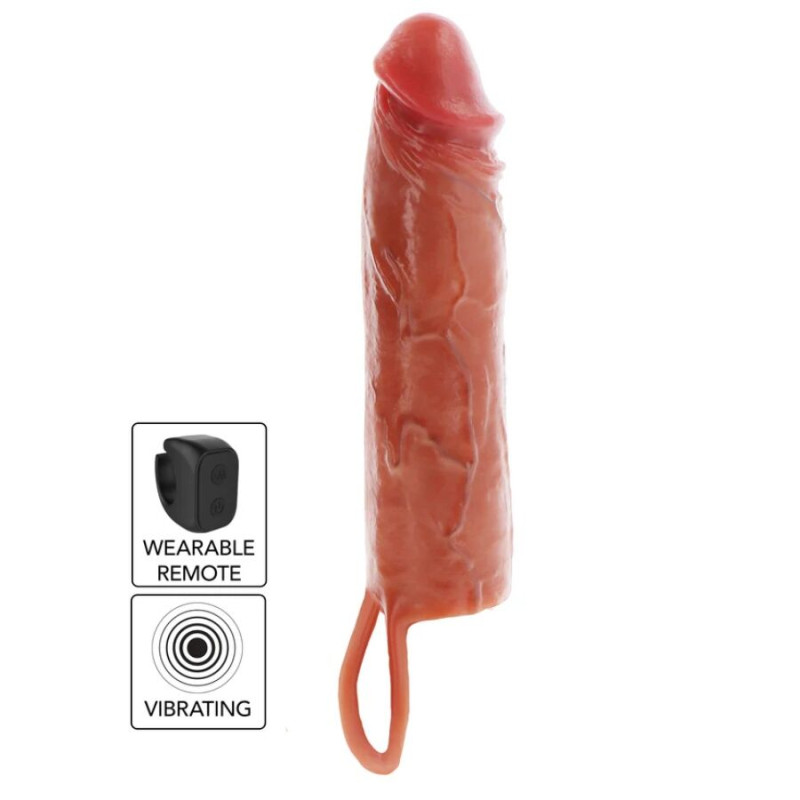 GET REAL FUNDA HYDRATED SKIN DE SILICONA CON VIBRACION PARA PENE CARAMELO 20 CM