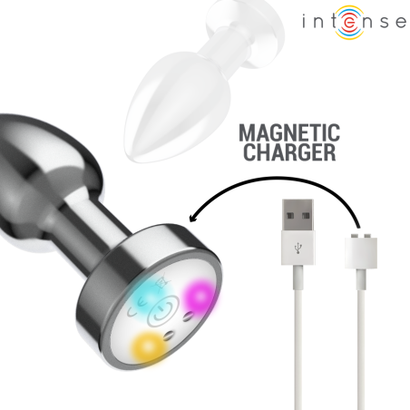 INTENSE PLUG ANAL TALLA S DE METAL VIBRADOR CON LUCES LED MULTICOLOR Y CONTROL REMOTO