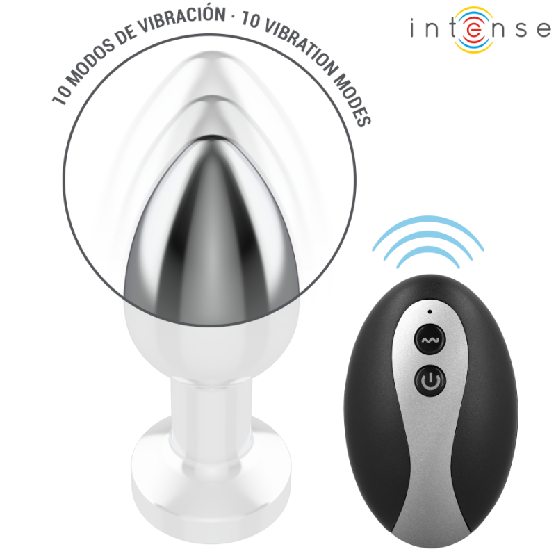 INTENSE PLUG ANAL TALLA M DE METAL VIBRADOR CON LUCES LED MULTICOLOR Y CONTROL REMOTO