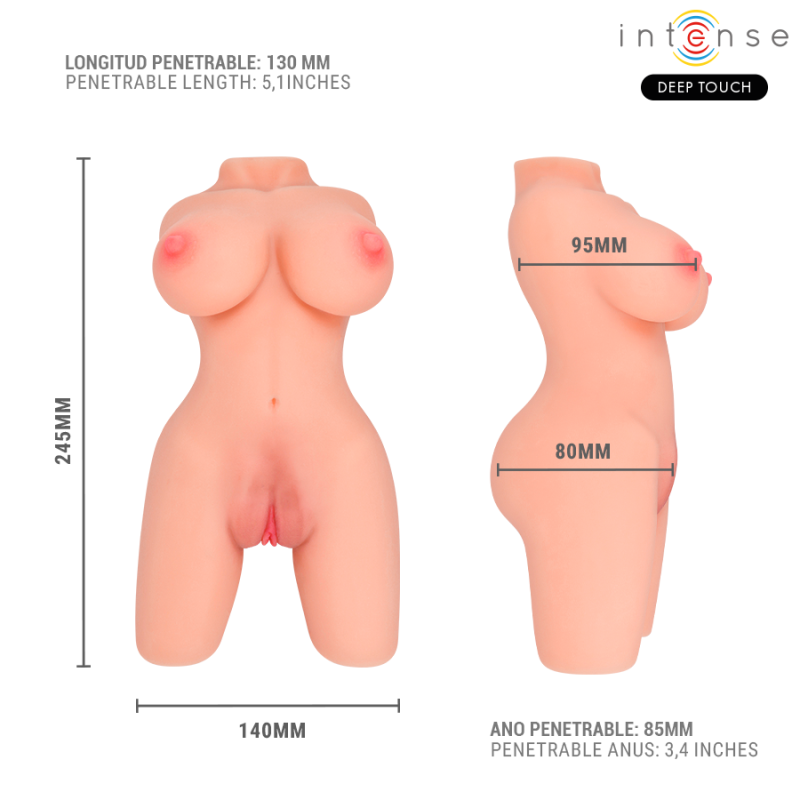 INTENSE DEEP TOUCH JESSE TORSO MASTURBADOR MULTIPOSICION DOBLE VAGINA ANO