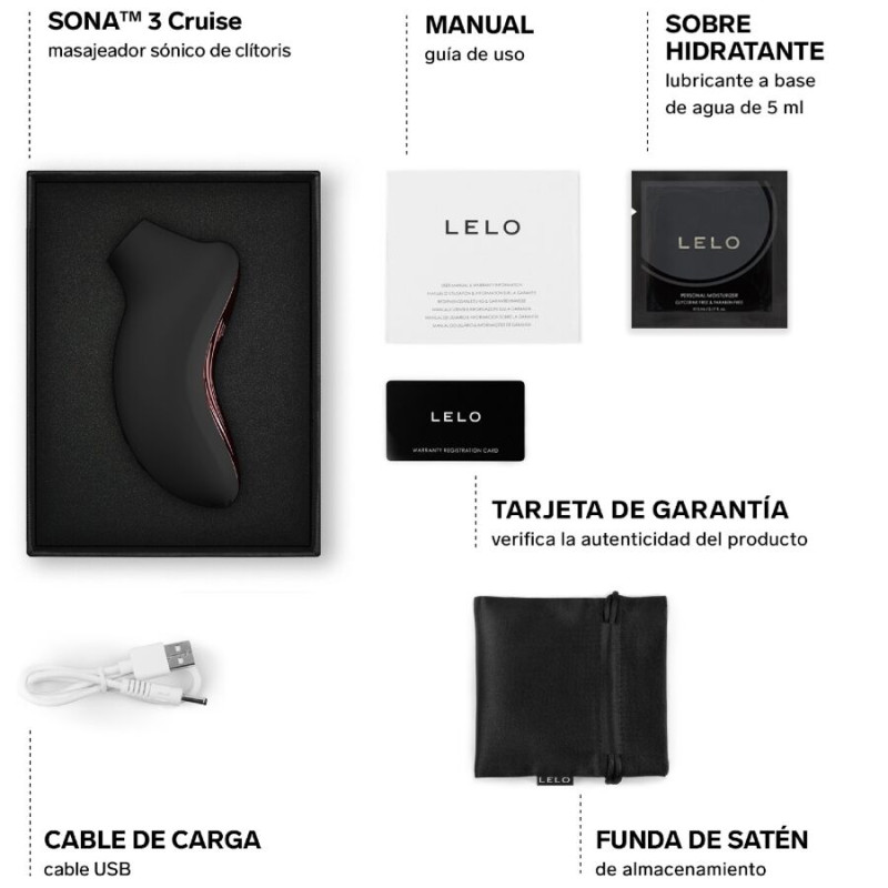 LELO SONA 3 CRUISE MASAJEADOR SONICO DE CLITORIS NEGRO