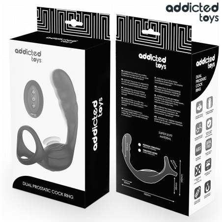 ADDICTED TOYS ANILLO DOBLE VIBRADOR PROSTATICO CONTROL REMOTO