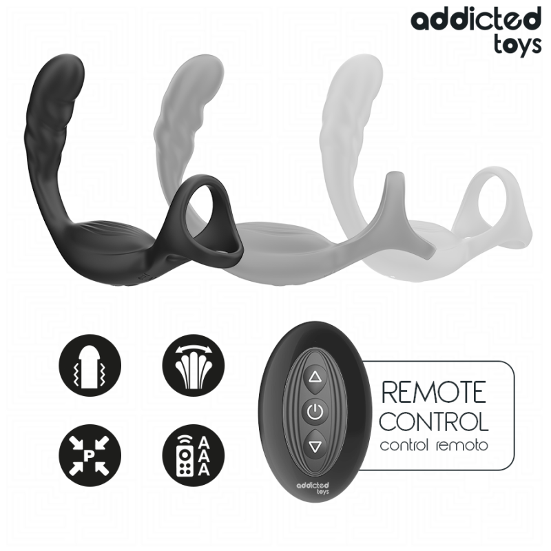 ADDICTED TOYS ANILLO DOBLE VIBRADOR PROSTATICO CONTROL REMOTO