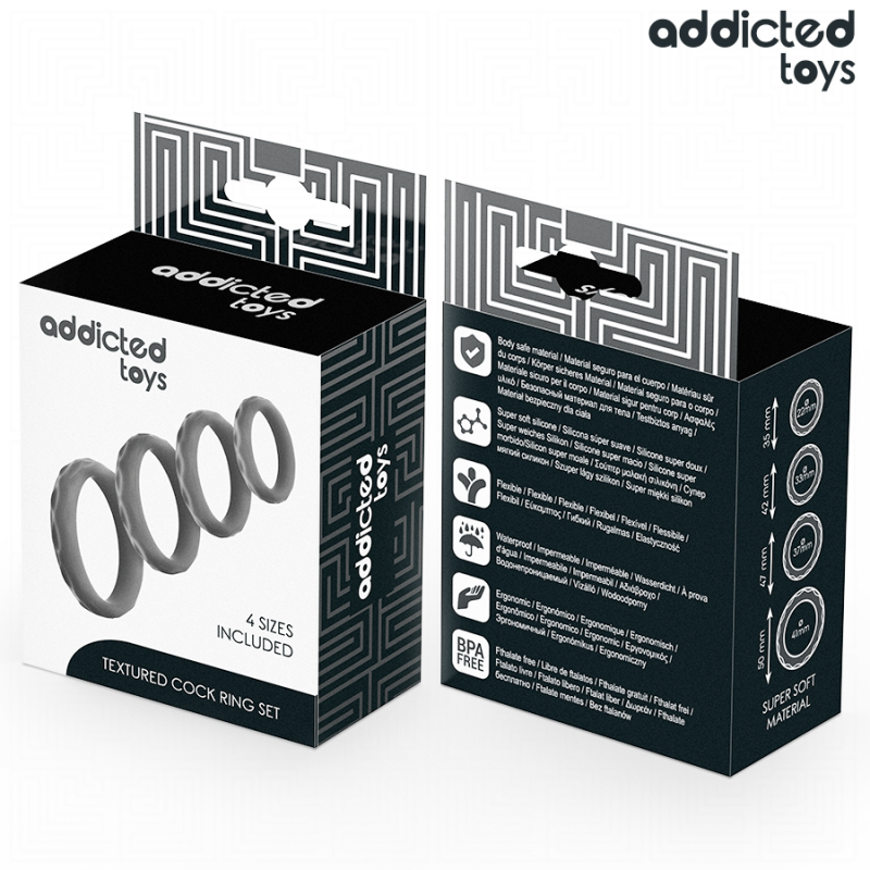 ADDICTED TOYS SET ANILLOS PENE TEXTURIZADOS 4 TAMANOS