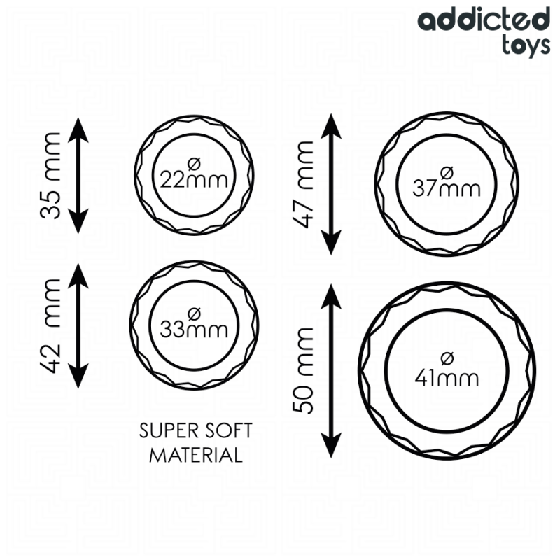 ADDICTED TOYS SET ANILLOS PENE TEXTURIZADOS 4 TAMANOS