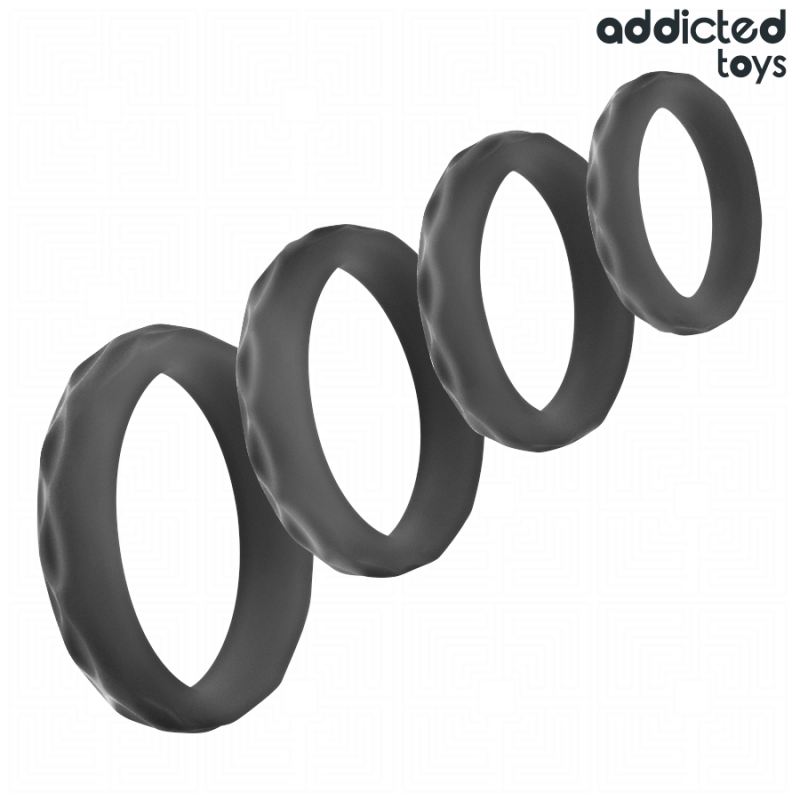 ADDICTED TOYS SET ANILLOS PENE TEXTURIZADOS 4 TAMANOS