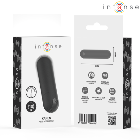 INTENSE KAREN MINI BALA VIBRADORA 10 MODOS RECARGABLE NEGRO