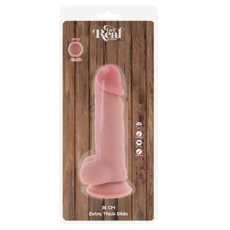GET REAL PENE REALISTICO DELUXE CON TESTICULOS EXTRA GRUESO 31 CM