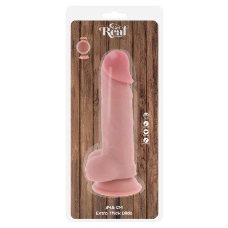 GET REAL PENE REALISTICO DELUXE CON TESTICULOS EXTRA GRUESO 345 CM