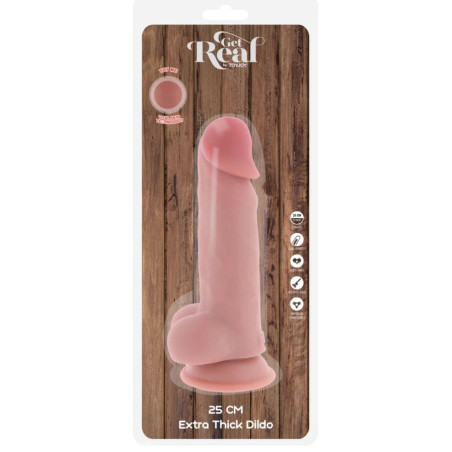 GET REAL PENE REALISTICO DELUXE CON TESTICULOS EXTRA GRUESO 25 CM