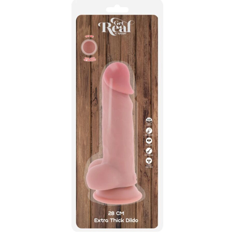 GET REAL PENE REALISTICO DELUXE CON TESTICULOS EXTRA GRUESO 28 CM