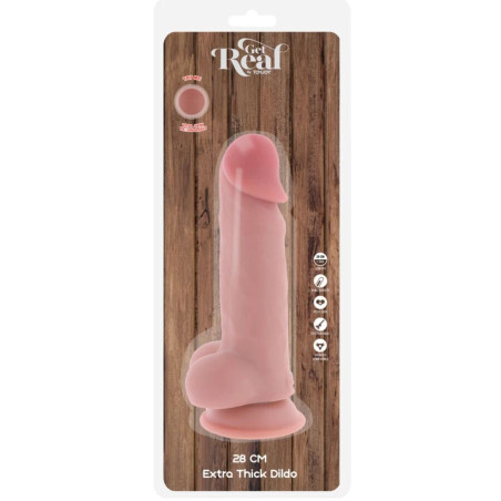 GET REAL PENE REALISTICO DELUXE CON TESTICULOS EXTRA GRUESO 28 CM