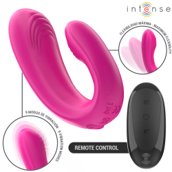 INTENSE JANET ESTIMULADOR Y VIBRADOR DUAL EN FORMA DE U CON CONTROL REMOTO ROSA 2