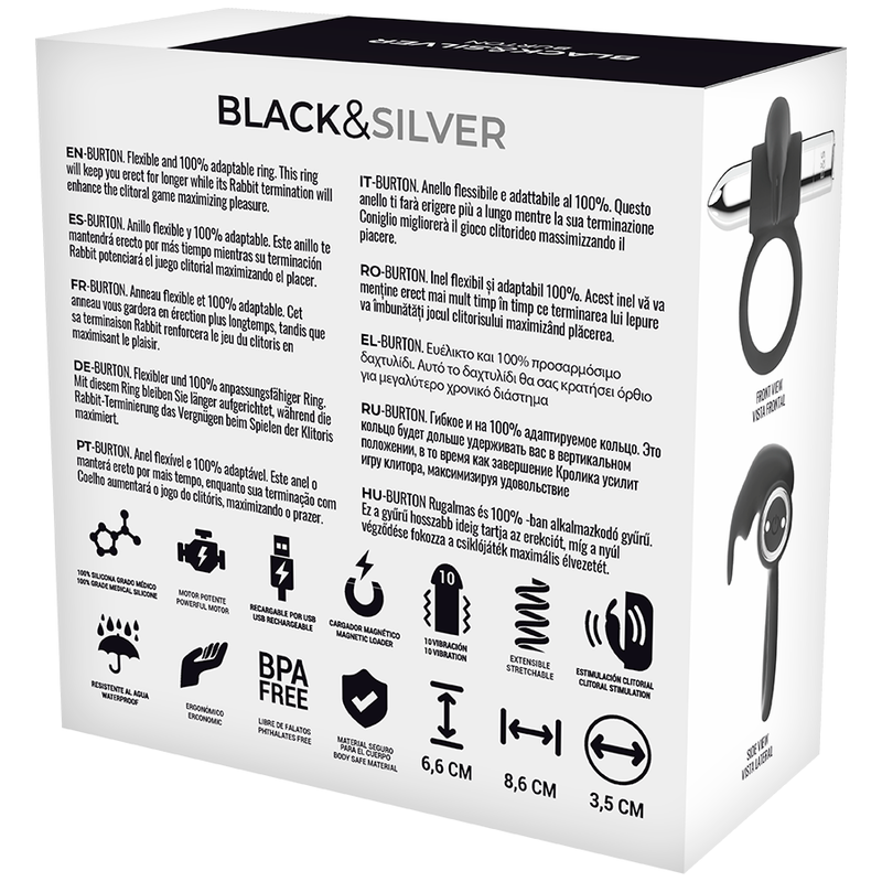 BLACKSILVER BURTON ANILLO RECARGABLE 10 MODOS VIBRACION