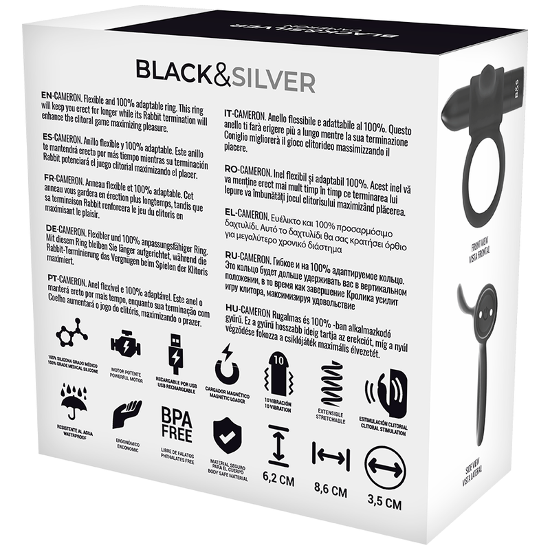 BLACKSILVER CAMERON ANILLO RECARGABLE NEGRO