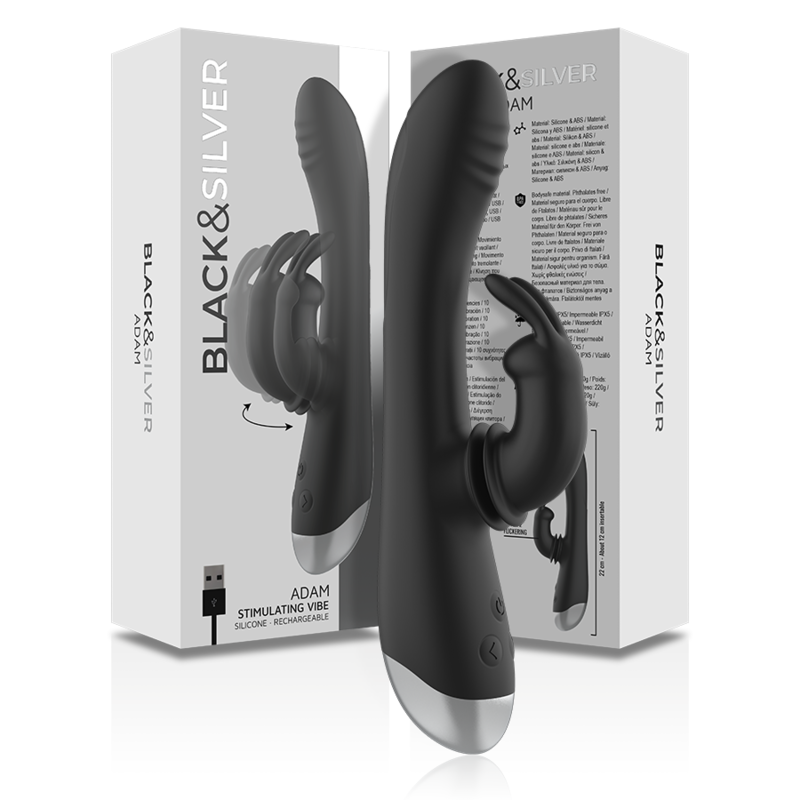 BLACKSILVER DJ ADAM ESTIMULADOR RABBIT SILICONA RECARGABLE NEGRO
