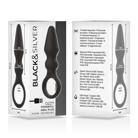 BLACKSILVER OZZY POTENTE VIBRADOR PLUG ANAL SILICONA