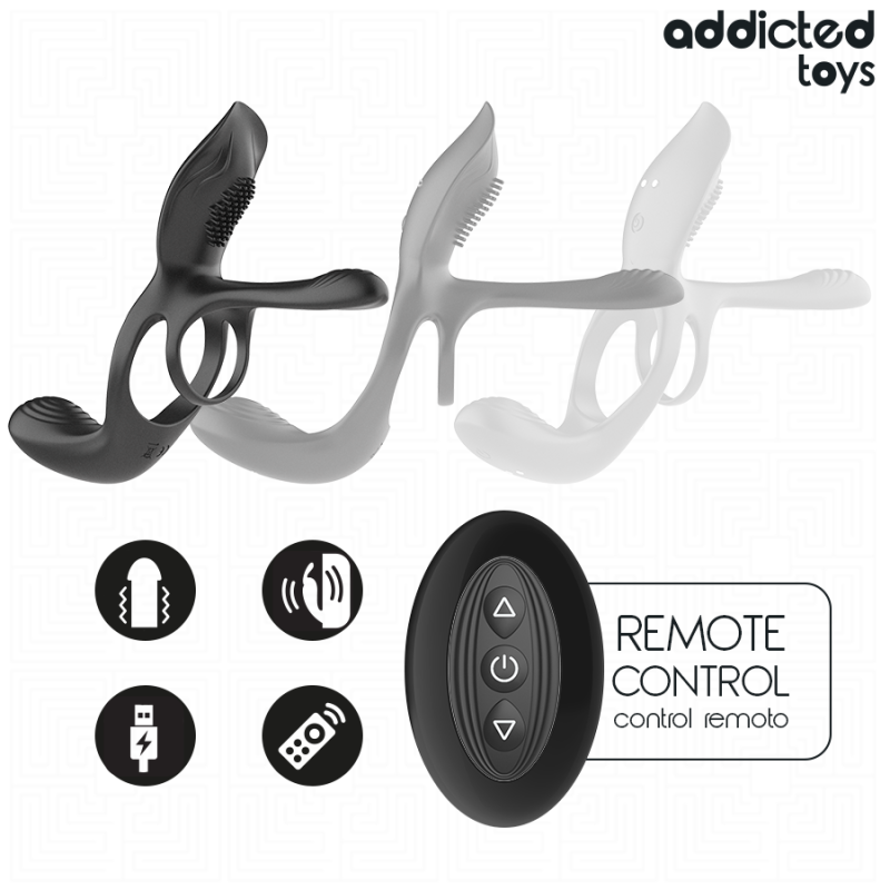 ADDICTED TOYS ANILLO DOBLE PARA EL PENE CON ESTIMULADOR DE CLITORIS