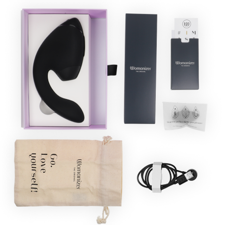 WOMANIZER DUO NEXT ESTIMULADOR VIBRADOR DUAL CLITORIS PUNTOG NEGRO