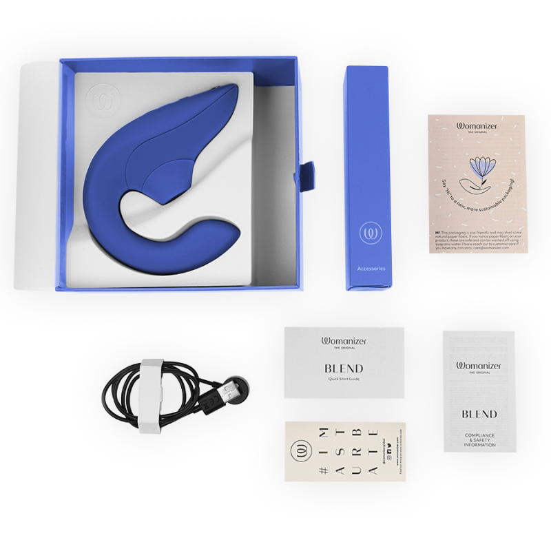 WOMANIZER BLEND ESTIMULADOR VIBRADOR RABBIT AZUL