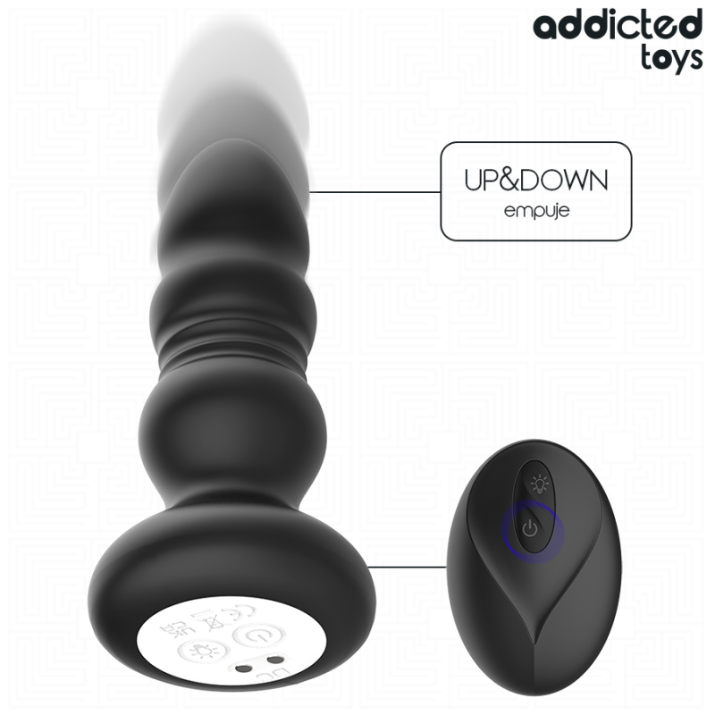 ADDICTED TOYS PLUG ANAL VIBRADOR THRUSTING Y LUZ LED CONTROL REMOTO